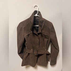 Women's Brown Belted Suede Jacket | Size Large